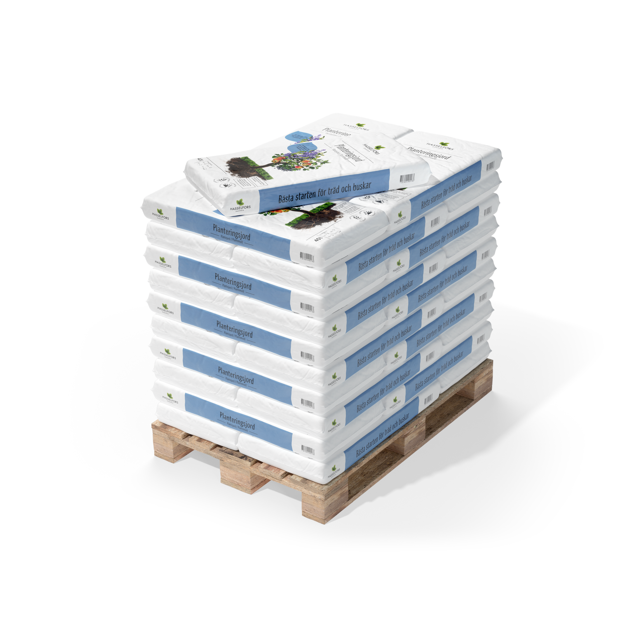 Hasselfors planteringsjord, 40 liter, 54st, Helpall